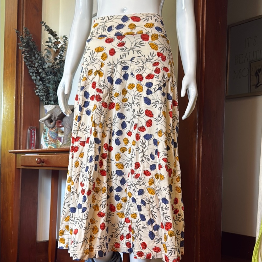 NWT Effies heart size small oil painting seashell Floral Print Midi Skirt